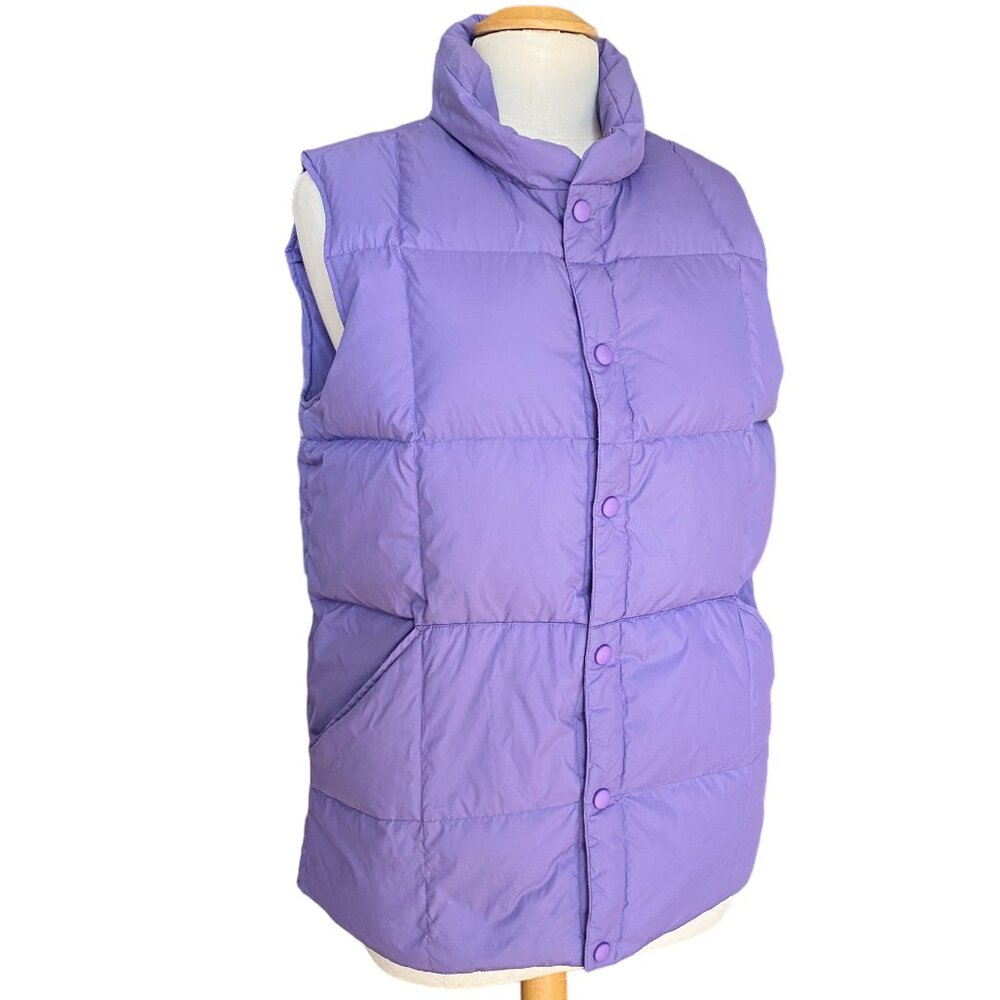 Lands End Goose Down Quilted Puffer Vest Purple Gorpcore Hiking Utility-XL